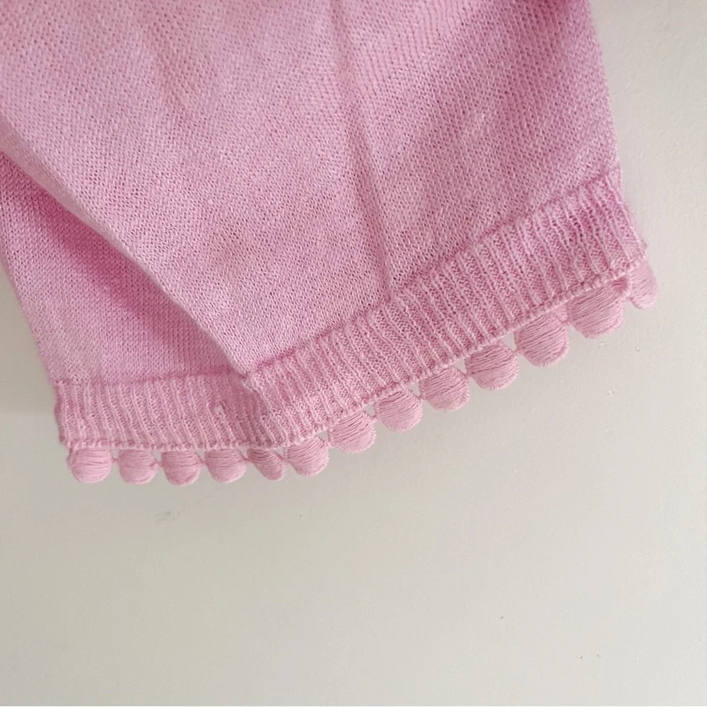 NWT J. Crew Linen Pompom Picador Pink Sweater